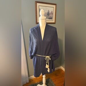 Free People Navy Textured Cape